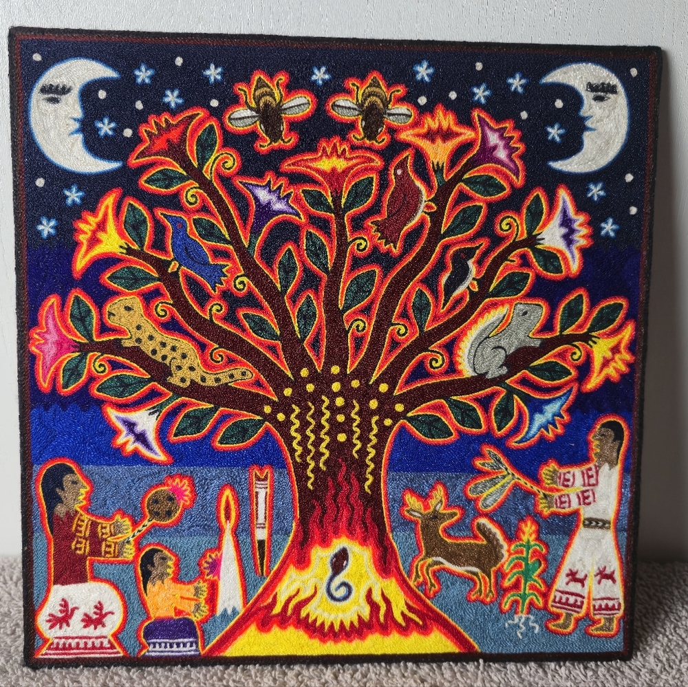 Kieri Tree Of Life Huichol Yarn Art By Gonzalo Hernandez
